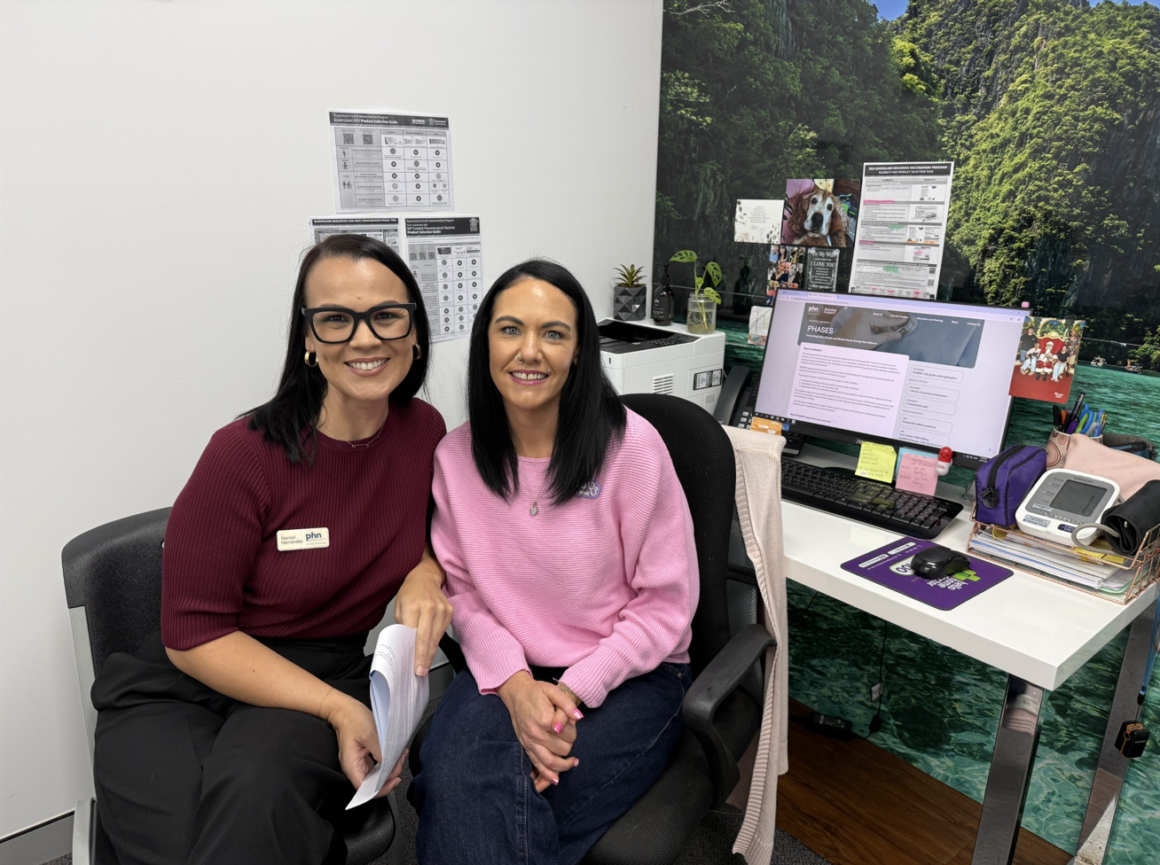 Brisbane North PHN's Marisol Hernandez with Alicia Hughes