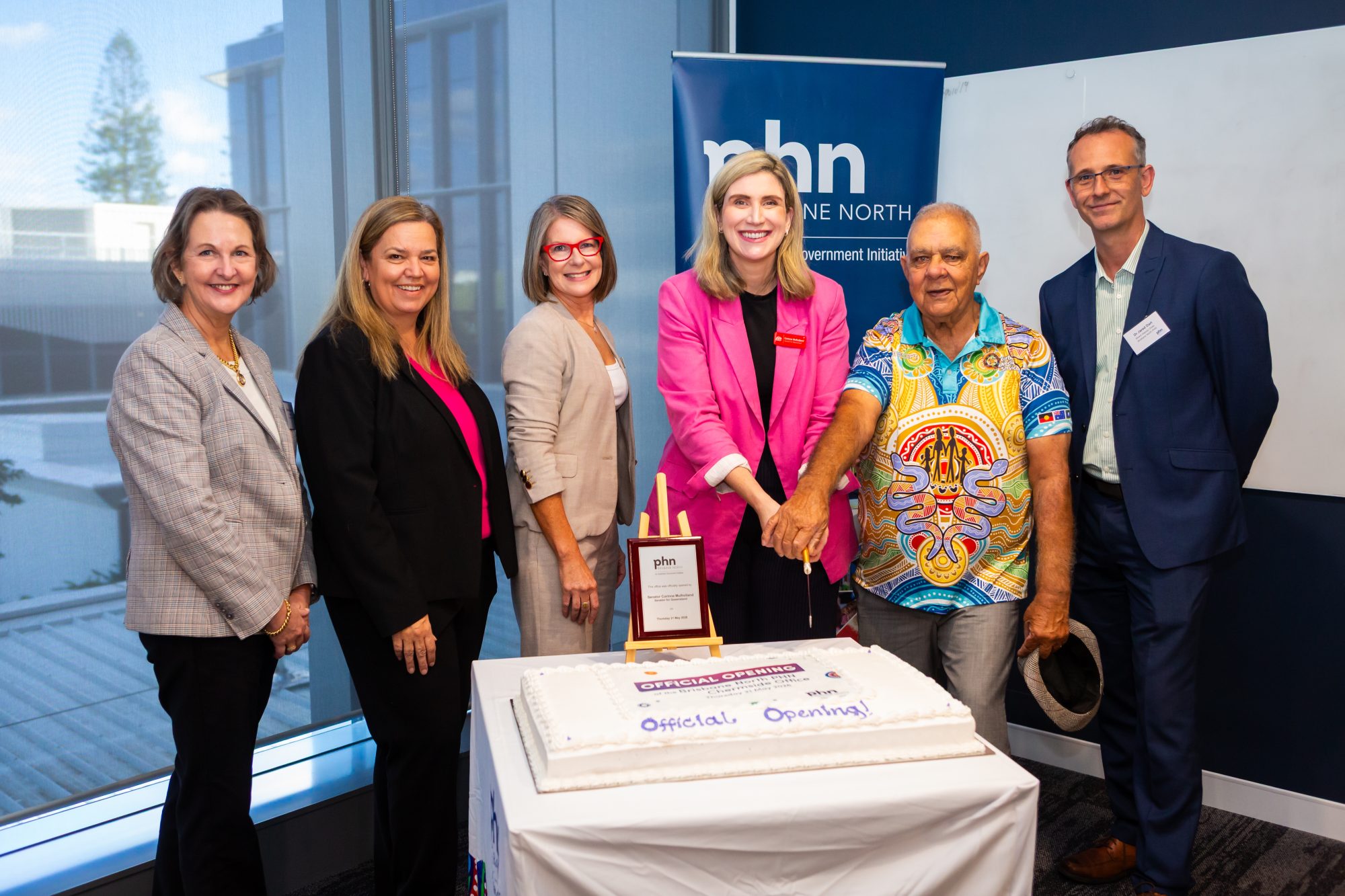 L-R: Sharon McAvoy, Libby Dunstan, Jane Schmitt, Senator Corinne Mulholland, Uncle Alex Davidson, Dr Jared Dart
